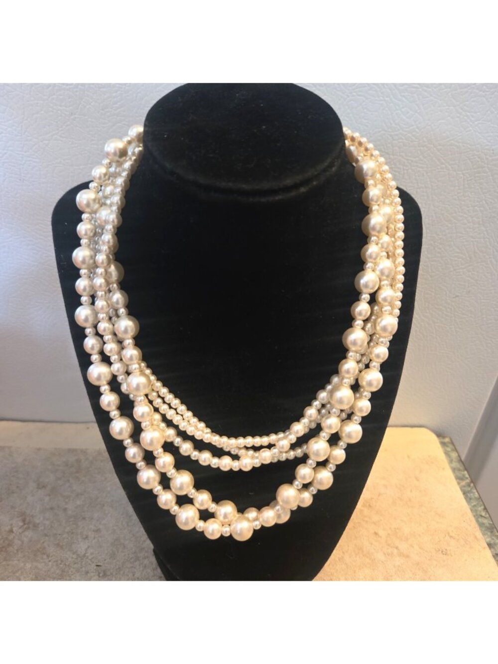 5 Strand Faux Pearl Necklace 18" Wedding Prom Homecoming Gorgeous
